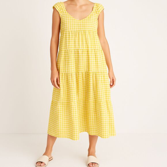 Old Navy Long Fit & Flare Tiered Seersucker All-Day Maxi Dress Women's Size XL - Picture 12 of 12